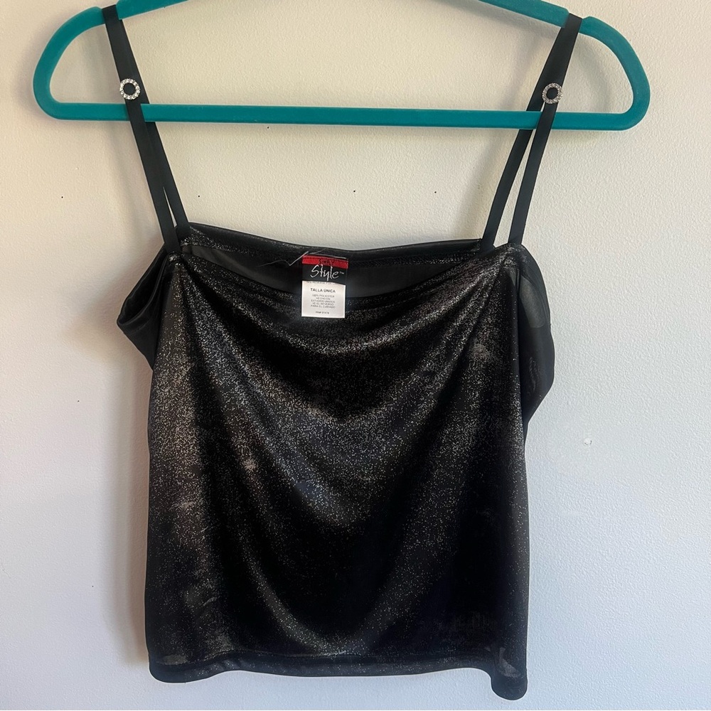 Black Velvet Camisole with Spaghetti Straps